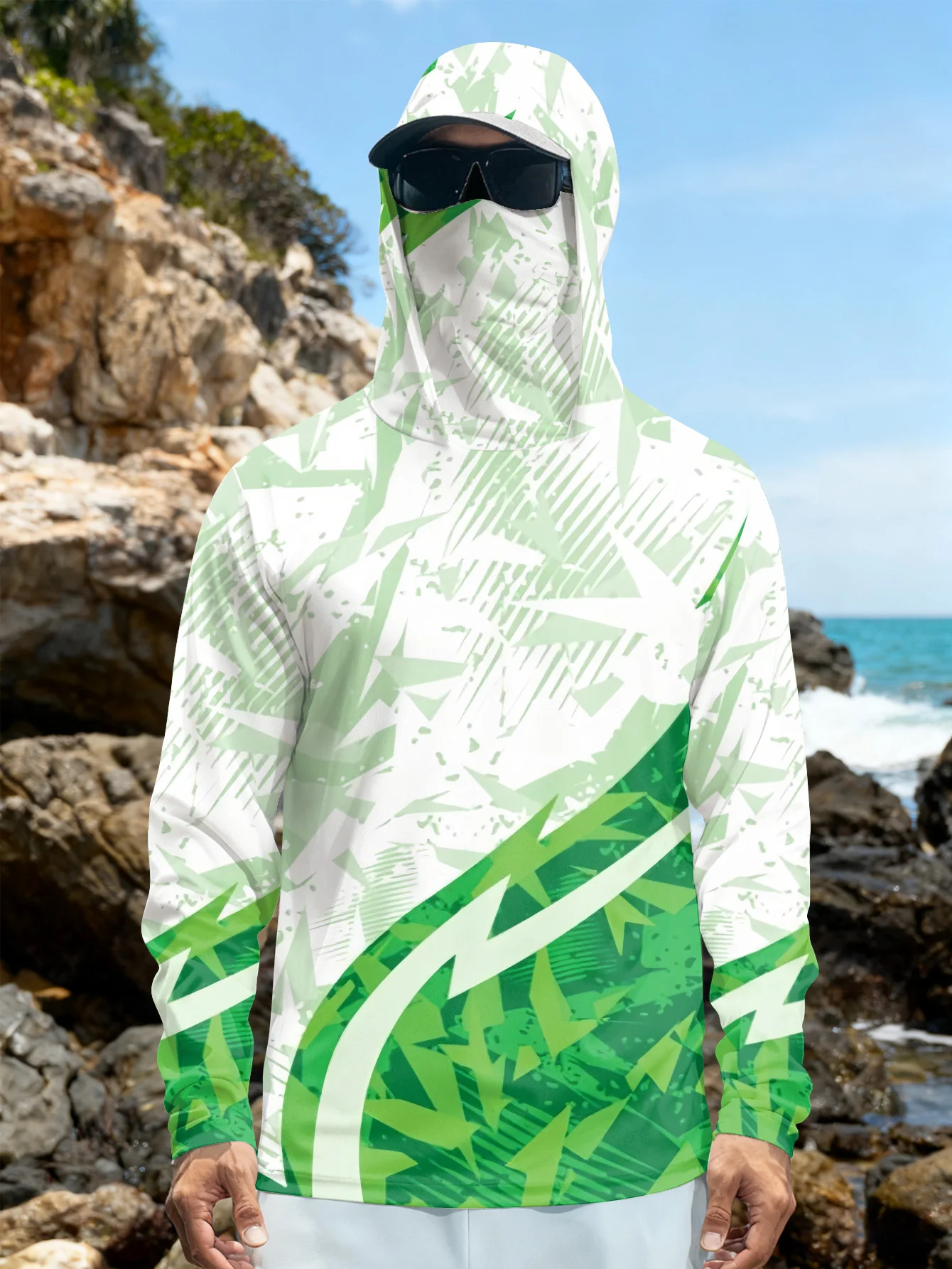 Fishing Mask Sun Protection - Camisa de pesca para hombre con