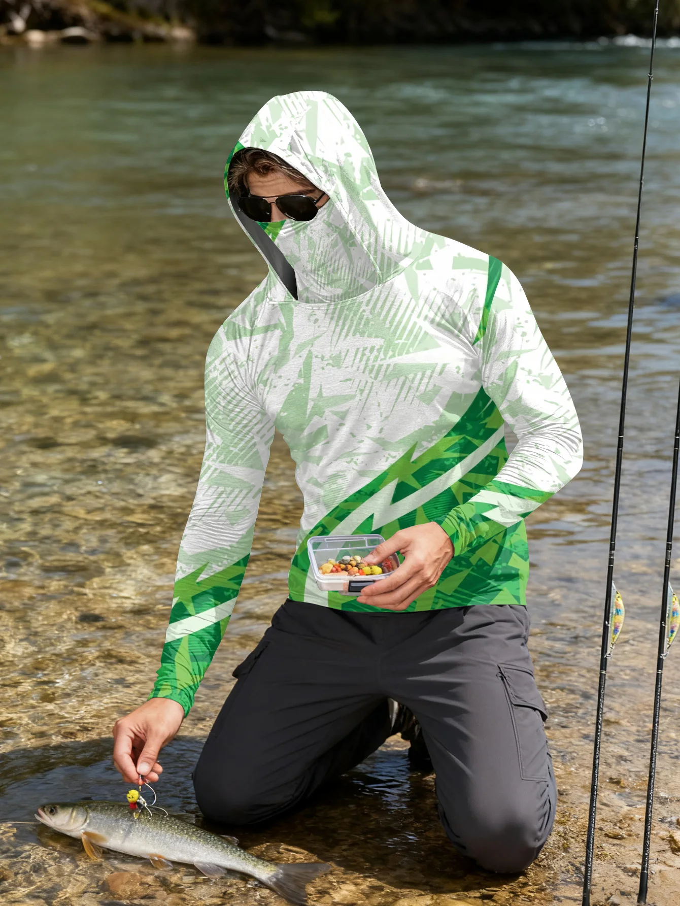 Camisa de pesca para hombre co - Fishing Mask Sun Protection reseña y precio