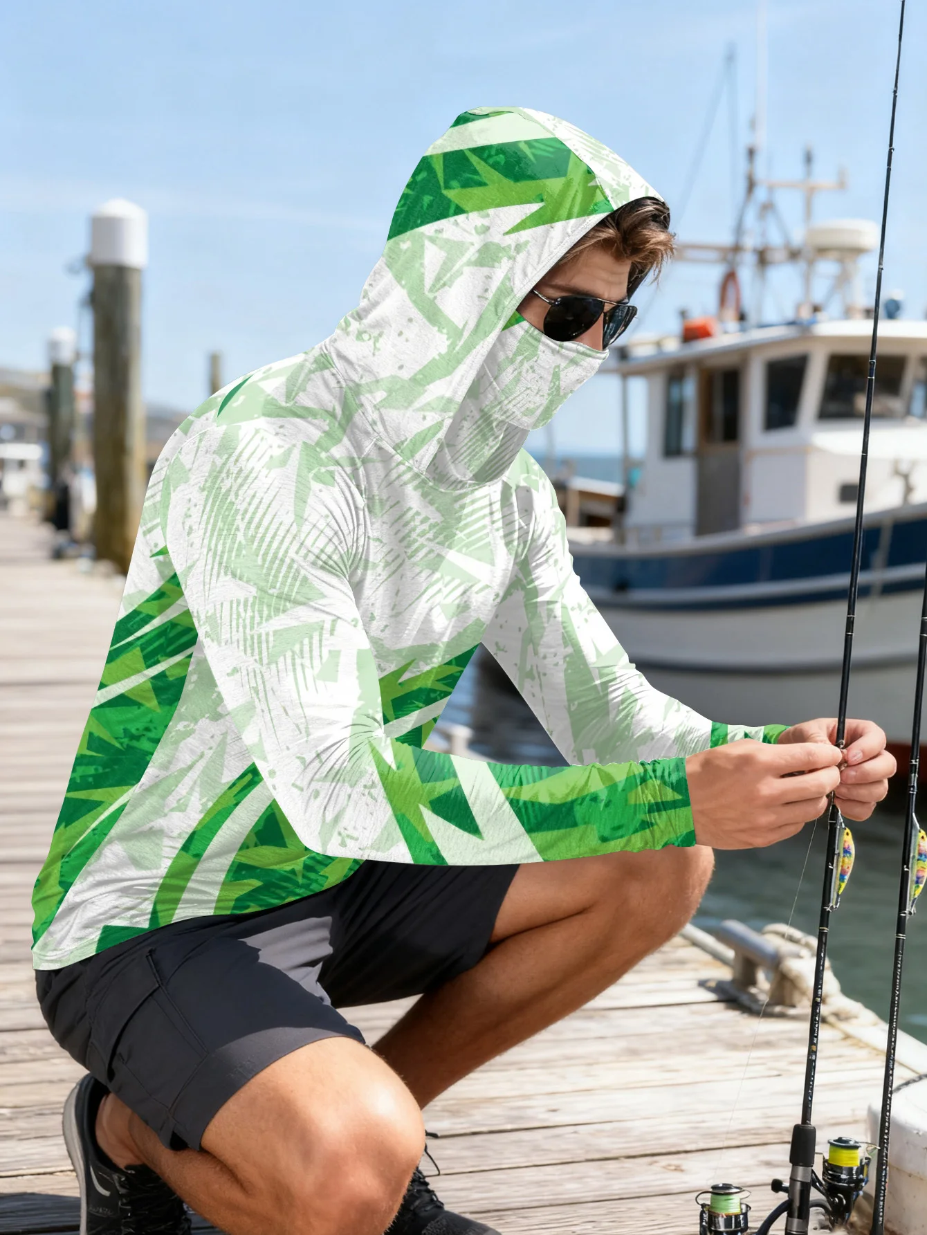 Camisa de pesca para hombre co - Fishing Mask Sun Protection reseña y precio