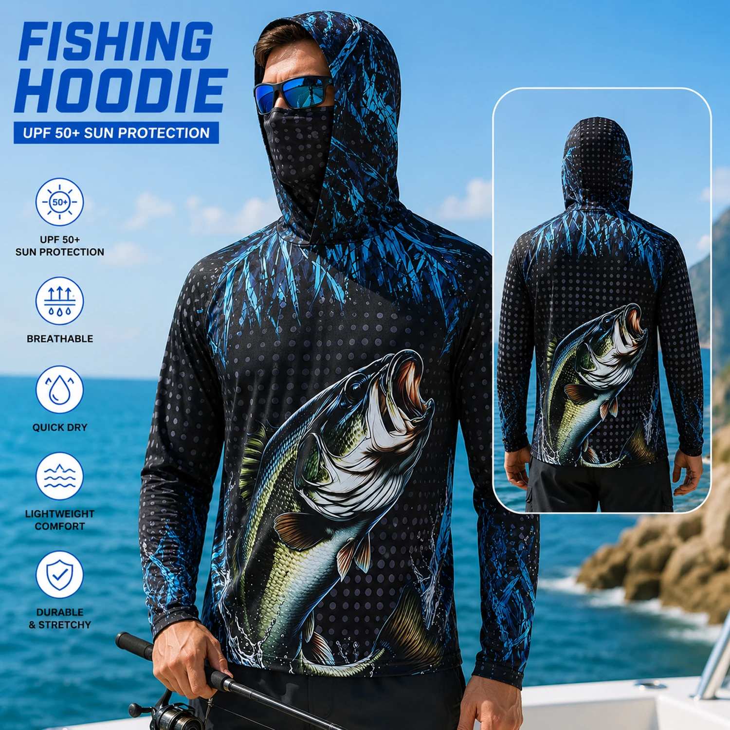 Sudadera con capucha para pesc - Fishing Mask Sun Protection reseña y precio